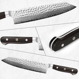 8.5-Inch VG10 Damascus Kiritsuke Knife – Hammered Blade with Ebony Wood Handle & Gift Box