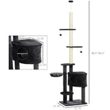 PawHut Adjustable Height Floor-to-Ceiling Vertical Cat Tree – Dark Grey