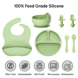 Silicone Baby Feeding Set with Suction – 10 PCS Baby Weaning Supplies (Green)