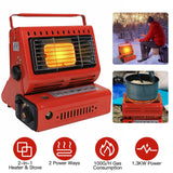 2-in-1 Portable Butane Burner Heater & Stove – Outdoor Gas Heater & Cooking Stove with Handle