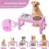 XIA Z Fashion Pet Products – Black Dog Bowl Holder with Double Stainless Steel Feeding Bowls, Non-Slip Elevated Stand