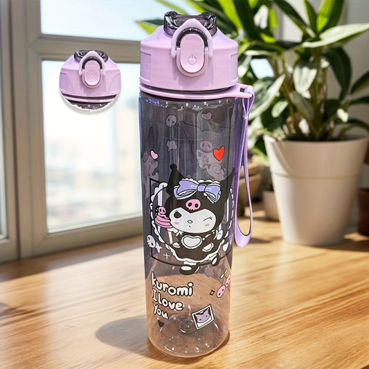 Kuromi Transparent Sports Water Bottle 800 ml – Leak-Proof Pop-Up Lid & Shatter-Resistant Design