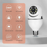 360° Light Bulb Security Camera - 1080P WiFi Camera with Easy E27 Socket Installation