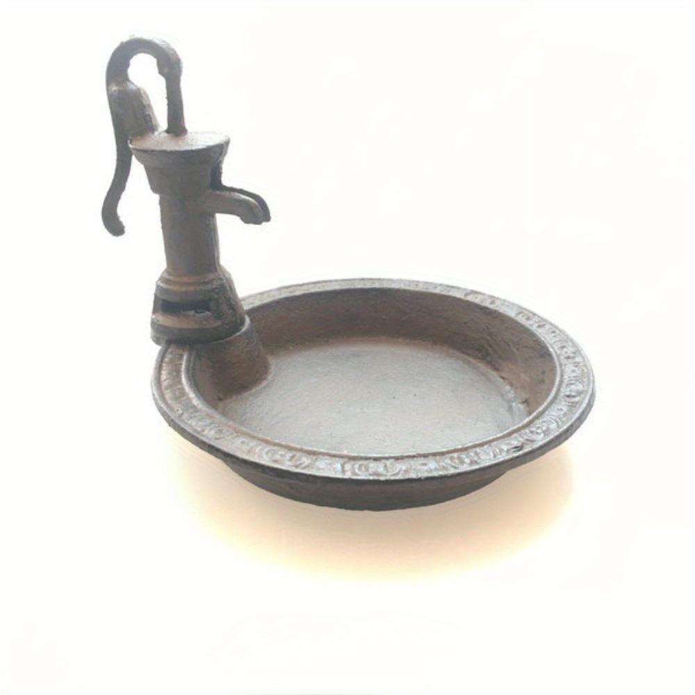 Rustic Style Cast Iron Vintage Water Pump Round Bird Feeder – Outdoor Decorative Garden Tray & Gift for Bird Lovers