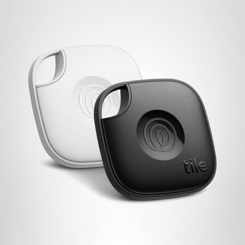 Tile Bluetooth Tracker Tag Black & White, Item Locator with 350 ft Range, SOS Alert, Life360 Compatible, Waterproof IP68, iOS & Android