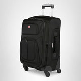 SwissGear Sion Softside Expandable Carry-On Luggage 21”, 360° Spinner Wheels Lightweight Travel Suitcase (Black)