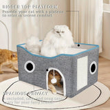 Super-Wide Indoor Cat House – Foldable & Portable, Grey