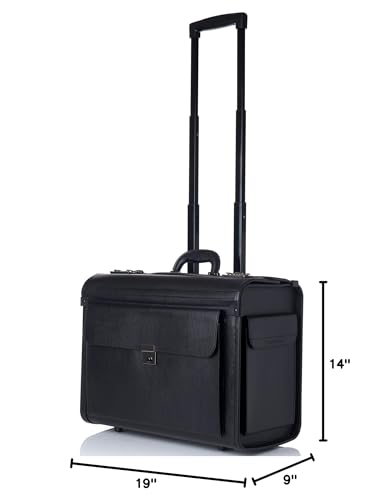 Alpine Swiss 17-Inch Rolling Laptop Briefcase with Wheels & Combination Locks – Black