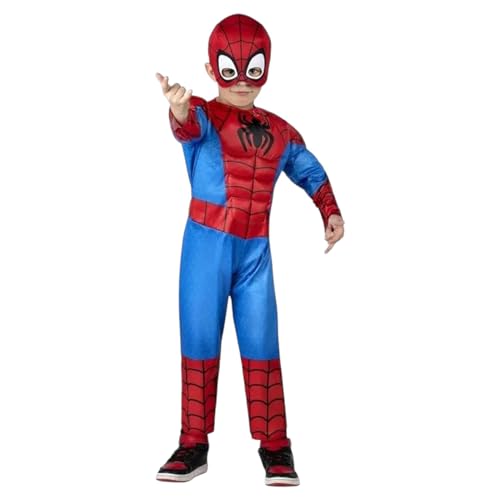 Marvel Spidey Toddler Costume – Official Padded Muscle Jumpsuit & Mask for Kids 🕸️🕷️