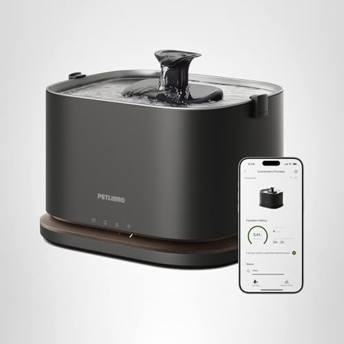 PETLIBRO Dockstream 2 Smart Stainless Steel Cat Water Fountain – WiFi App Tracking & Cordless Sensor Mode (Black)