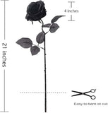 Artificial Black Roses – 12PCS 21" Long Stem Silk Flowers for Halloween, Gothic Wedding & Home Decor
