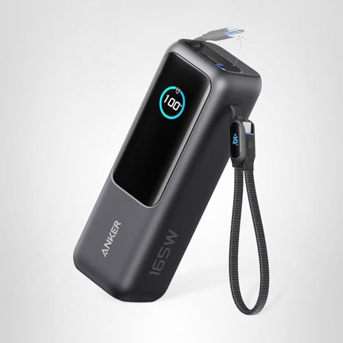 25,000mAh Power Bank with Triple 100W USB-C Ports – Fast Charging Portable Charger with Built-In Cables for Travel & Laptops