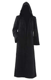 Men’s Hooded Tunic Robe – Black Medieval Cloak Halloween Cosplay Costume with Cape