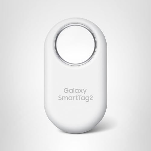 Samsung Galaxy SmartTag2 Bluetooth Tracker, SmartThings Find Compatible Item Locator with 500-Day Battery & Waterproof Design – White