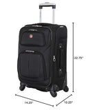 SwissGear Sion Softside Expandable Carry-On Luggage 21”, 360° Spinner Wheels Lightweight Travel Suitcase (Black)