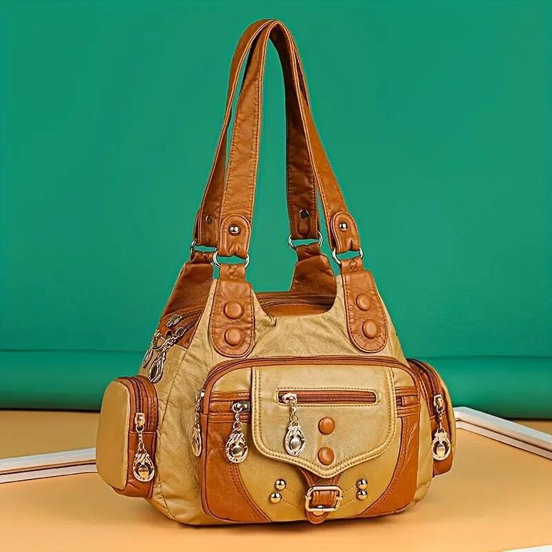 Vintage High-Quality Leather Luxury Handbag – Elegant Shoulder & Tote Bag for Women