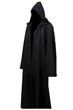 Men’s Hooded Tunic Robe – Black Medieval Cloak Halloween Cosplay Costume with Cape