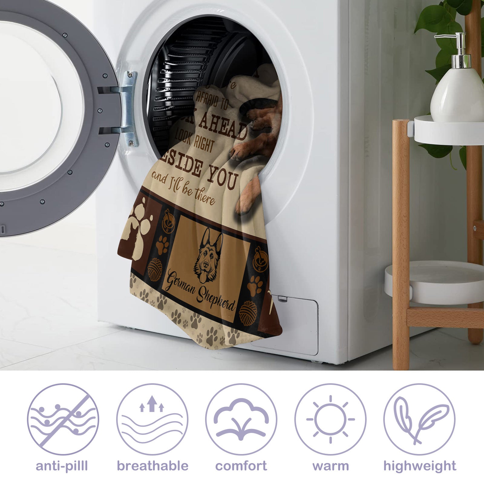 German Shepherd Dog Flannel Fleece Throw Blanket – Soft & Lightweight 50×60 in, Cozy Bed, Couch & Travel Blanket