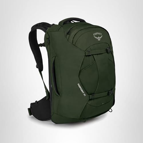 Osprey Farpoint 40L Men’s Travel Backpack – Lightweight Carry-On Pack with Stowaway Harness, Laptop Sleeve, Gopher Green