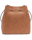 Calvin Klein Gabrianna Bucket Shoulder Bag – Vegan Leather Convertible Crossbody Purse (Caramel)