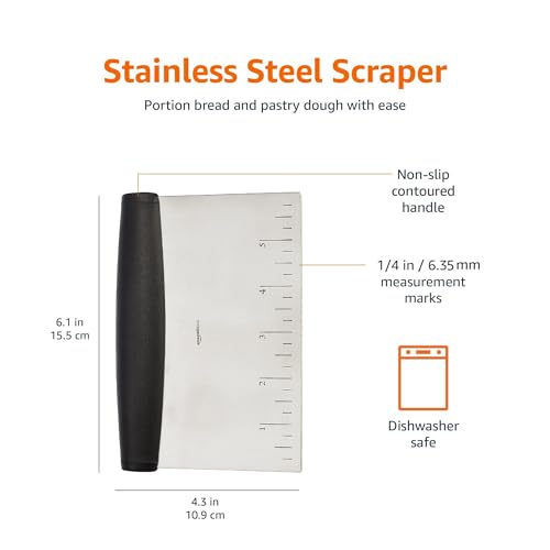Stainless Steel Dough Scraper & Chopper with Measurement Marks – Non-Slip Handle