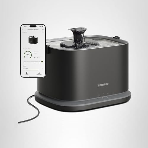 PETLIBRO Dockstream 2 Stainless Steel Smart Cat Water Fountain 3L – WiFi Hydration Tracking (Black)