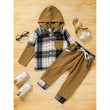 Toddler Baby Boy Plaid Long Sleeve Hoodie & Pants – 2PCS Fall Winter Outfit Set