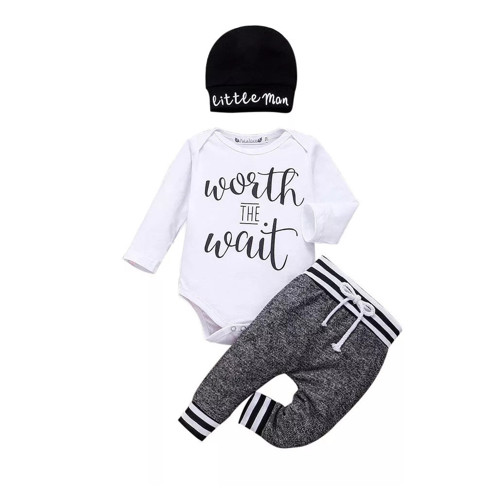 Newborn Baby Boy & Girl Outfit Set – Soft Cotton Romper Bodysuit with Pants | Infant Clothes 2PCS
