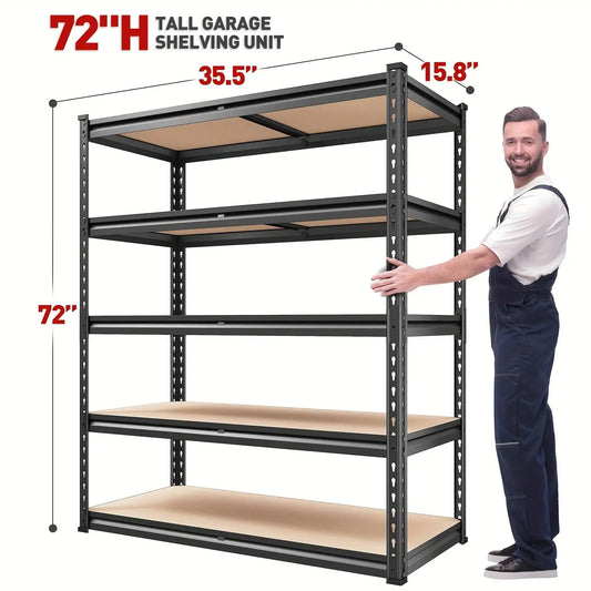 2000LBS Garage Shelving Storage Shelves Heavy Duty Shelving 5 Tier Metal Shelving Units For Garage Shelves 72"H X35.5"W X 15.8"D, Adjustable Metal Shelving Unit For Garage Shelves Utility Rack Shelf For Basement Pantry Closet - PulinGO