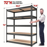 2000LBS Garage Shelving Storage Shelves Heavy Duty Shelving 5 Tier Metal Shelving Units For Garage Shelves 72"H X35.5"W X 15.8"D, Adjustable Metal Shelving Unit For Garage Shelves Utility Rack Shelf For Basement Pantry Closet - PulinGO