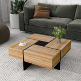 Modern Round Coffee Table with 360° Rotating Top & 4 Hidden Storage Compartments