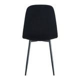 Luxury Simple Chair – Set of 4, Black Linen-Cotton Upholstered with Black Metal Legs