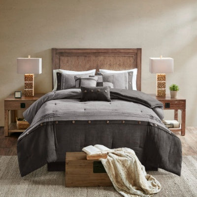 7-Piece Faux Suede Comforter Set – Includes Comforter, Bedskirt, 2 Shams & 3 Decorative Pillows, Hypoallergenic Polyester Fill, Elegant Textured Design