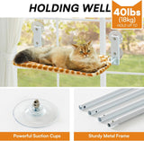 Mewoofun Medium Cat Window Hammock – Steel Frame with Powerful Suction Cups, Brown