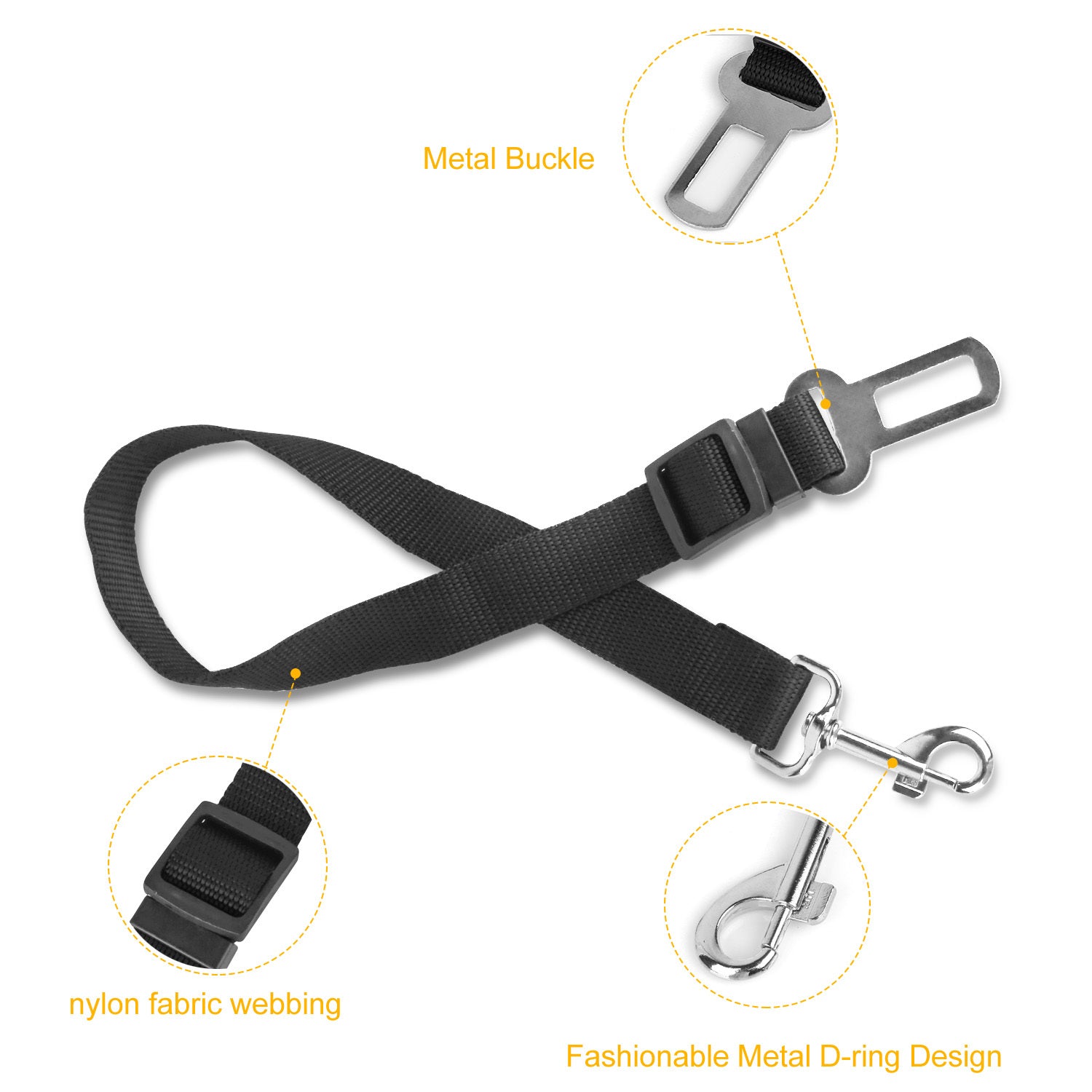 2PCS Pet Dog Seat Belt Leash – Adjustable Nylon Car Safety Leads for Dogs & Cats, Secure Vehicle Travel Harness Strap