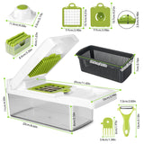 12-in-1 Vegetable Chopper with Container – Multifunctional Slicer, Dicer, Grater, Peeler & Kitchen Tool Set