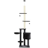 PawHut Adjustable Height Floor-to-Ceiling Vertical Cat Tree – Dark Grey