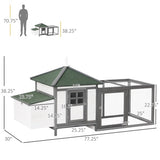Wooden Chicken Coop with Nesting Boxes – Outdoor Hen House with Run, Ventilation & Weatherproof Roof