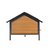 Outdoor Large Wooden Cabin-Style Dog Kennel with Porch – Spacious Walk-In Shelter (Grey)
