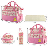 5PCS Baby Diaper Bag Set 👶 Nappy Tote with Changing Pad, Insulated Pockets & Shoulder Bags – Travel & Mummy Organizer