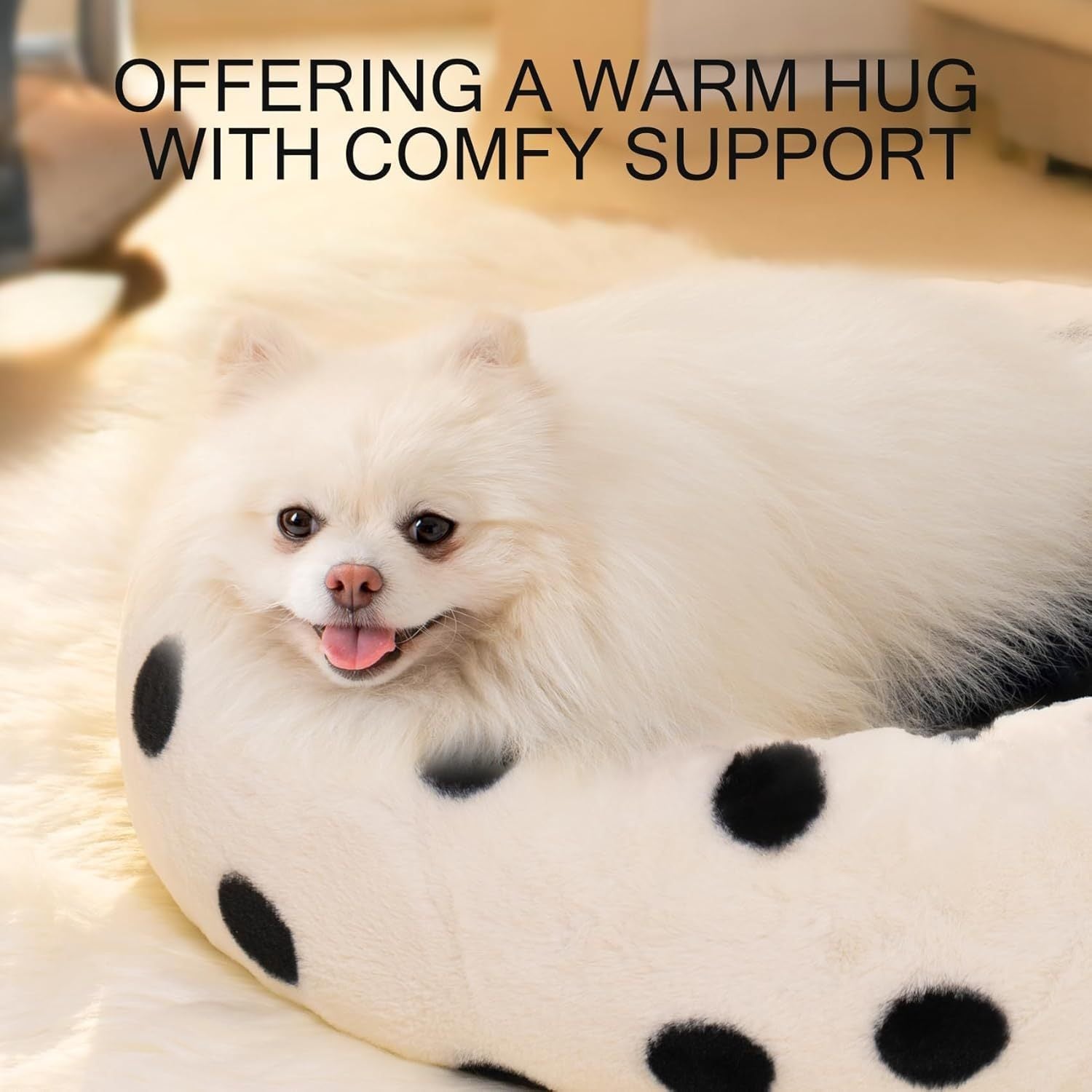 Mewoofun Donut Cat Bed – 23" Round Washable Plush Fluffy Pet Bed with Non-Slip Bottom for Cats, Puppies & Small Dogs