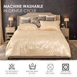 Luxurious Satin Microfiber Bedding Set – Double-Sided Jacquard Italian-Style Gold with Ultra-Shine, 3-Piece King-Size Quilt Cover & Pillowcase, Machine-Washable