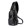Men’s USB Charging Chest Bag – PU Leather Crossbody Travel Shoulder Messenger Bag