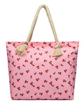 Women’s Art Flower Pattern Beach Tote – Waterproof & Sandproof Large Capacity Bag