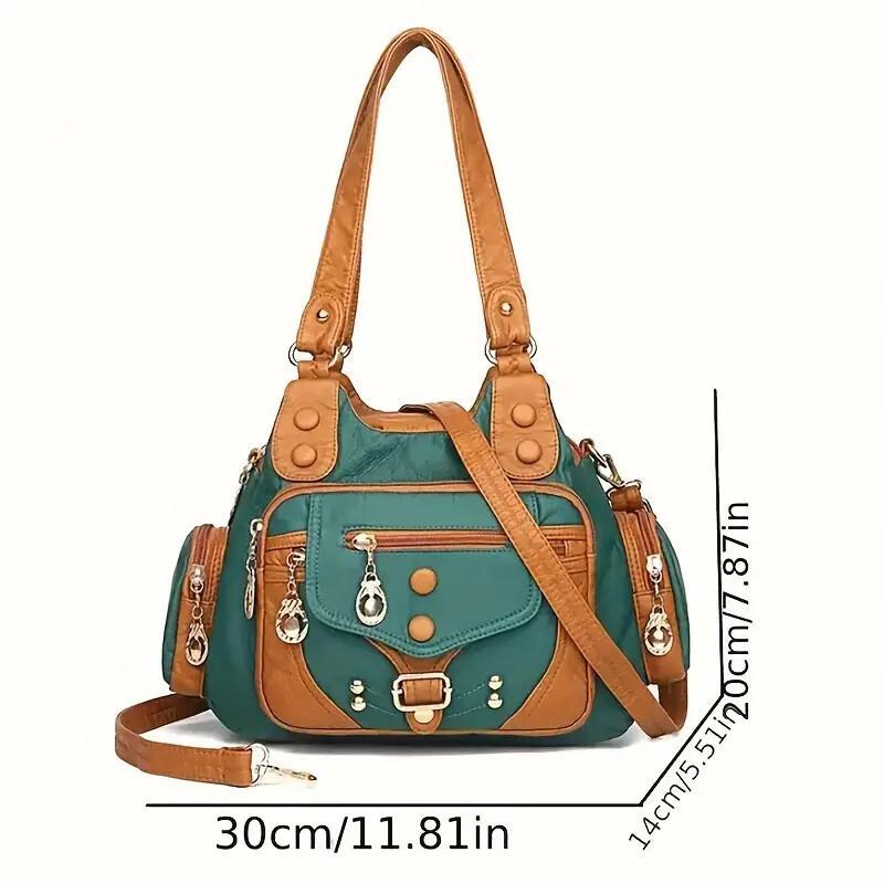 Vintage High-Quality Leather Luxury Handbag – Elegant Shoulder & Tote Bag for Women