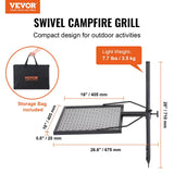 VEVOR Swivel Campfire Grill 🍖 Heavy Duty Steel Fire Pit Grate – 360° Adjustable Outdoor BBQ & Camping Cooking Rack