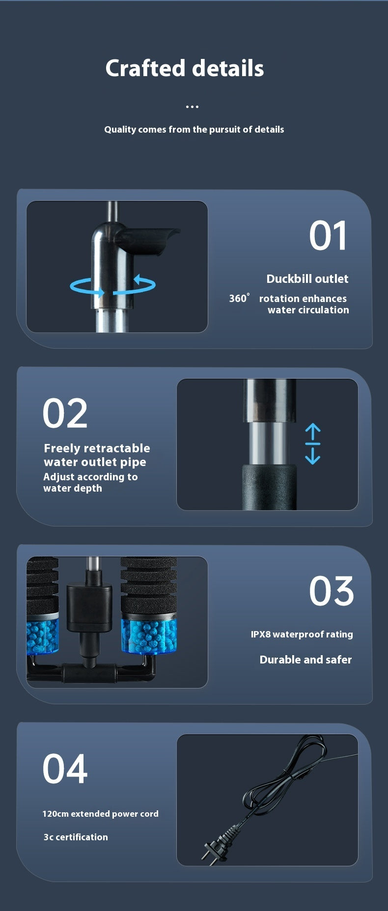C5 Electric Aquarium Filter – Double Head Cotton Filter, 5W 350L Water Circulation & Purification System