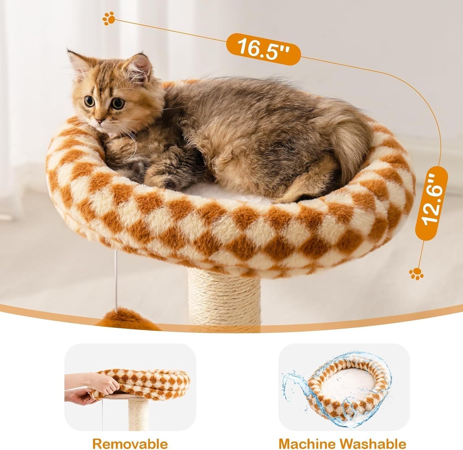 Mewoo Cat Scratching Post with Bed – Small Cat Tower with Sisal Scratcher, Removable Perch & Ball Track Toys