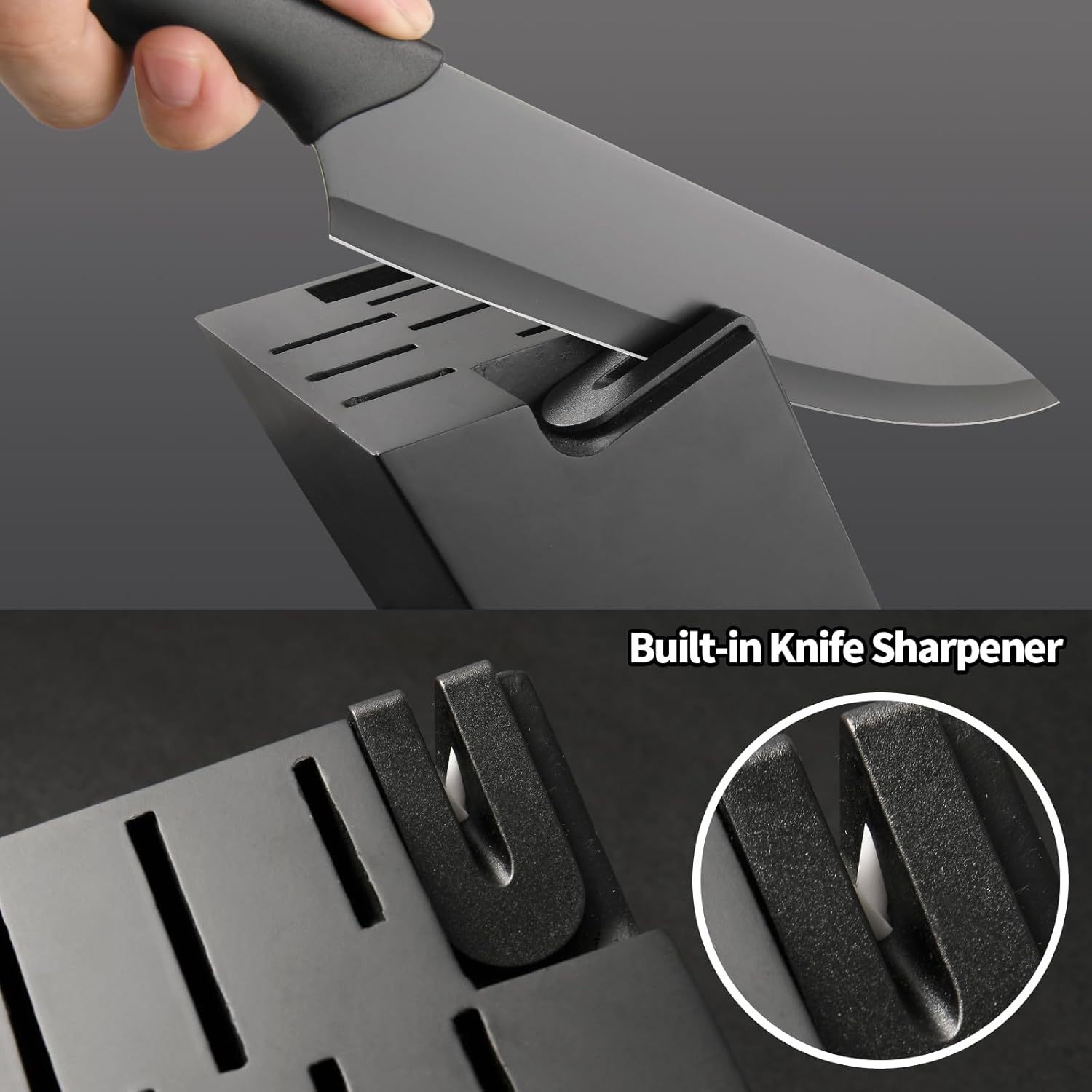 German Stainless Steel 16-Piece Knife Set 🔪 with Cutting Board, Built-in Sharpener & Non-Slip Handles