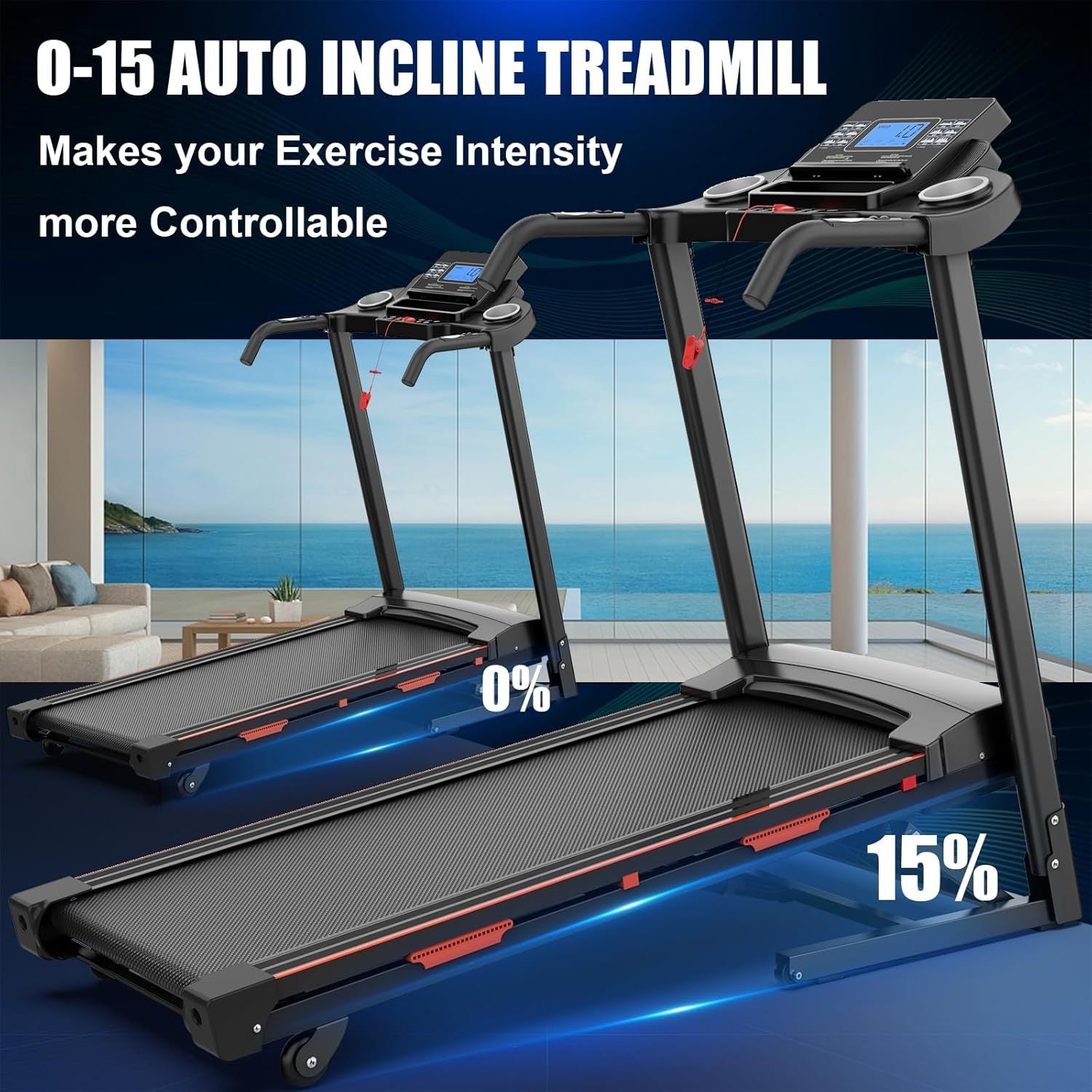 Home Automatic Tilt Treadmill | 400 lbs Capacity & 3.25 HP Folding Electric Running Machine 🏃‍♂️🔥